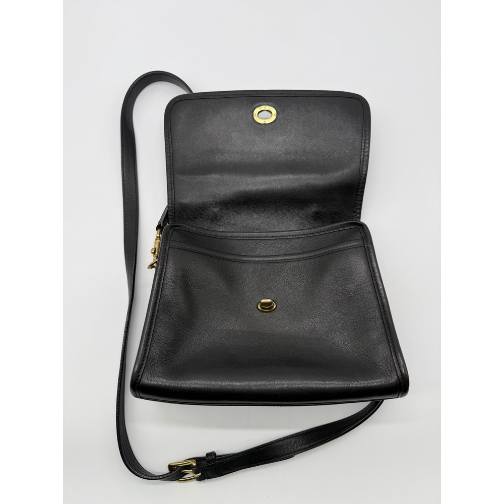 Coach Vintage Willis Bag 9927 Black Leather Crossbody Top Handle Brass Hardware - Picture 6 of 16